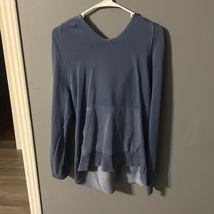 light blue sweatshirt with a slit on the front size small